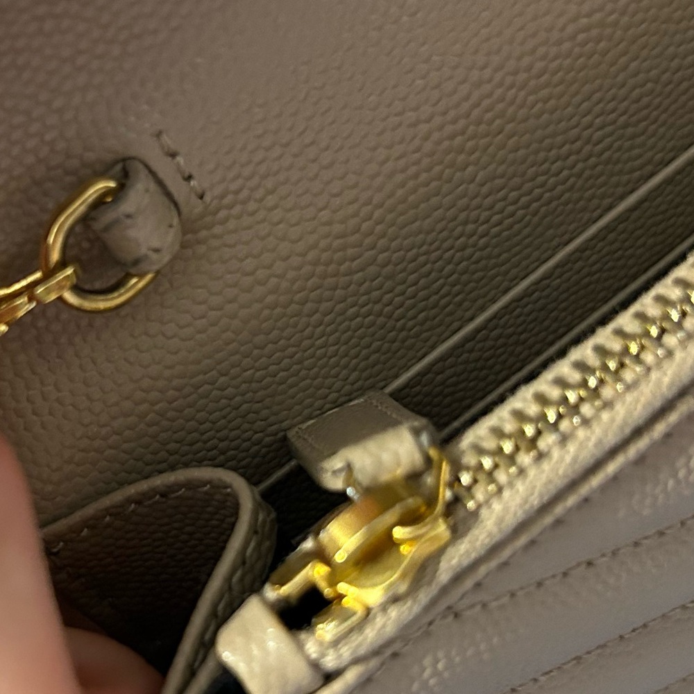 Saint Laurent Tan Chevron Quilted Clutch - Picture 8 of 12
